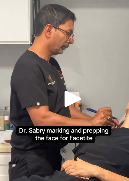 Dr. Sabry prepping for Facetite procedure